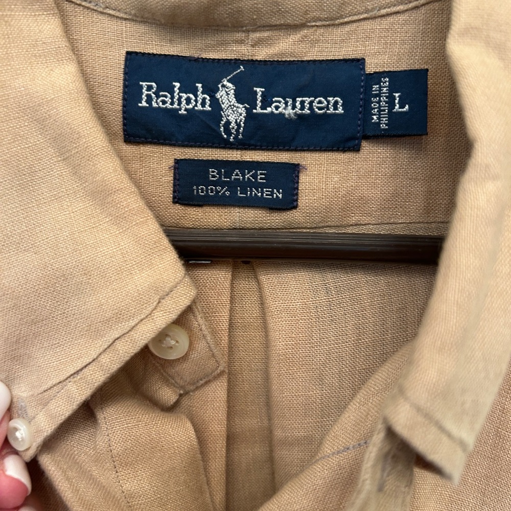 Ralph Lauren Men's tan Button-Down Shirt Sz L - Picture 3 of 5
